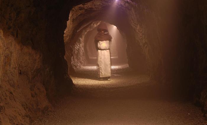 A hooded Dark Age Boatman at King Arthur's Labyrinth